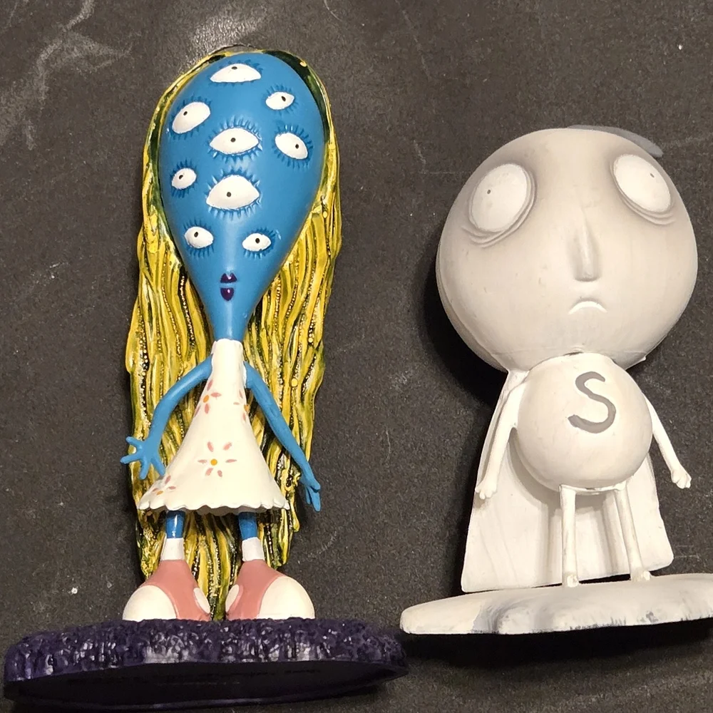 Tim Burton Stain Boy And Girl With Many Eyes And Robot Boy Figures Collectibles